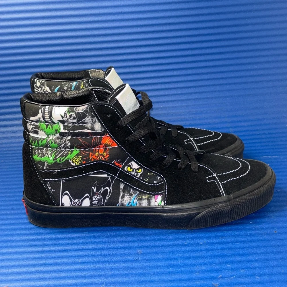 Size 11- Men’s Vans X Disney 100 Villains Sk8 Hi Shoes Black Multi Sneakers NEW - Picture 1 of 10
